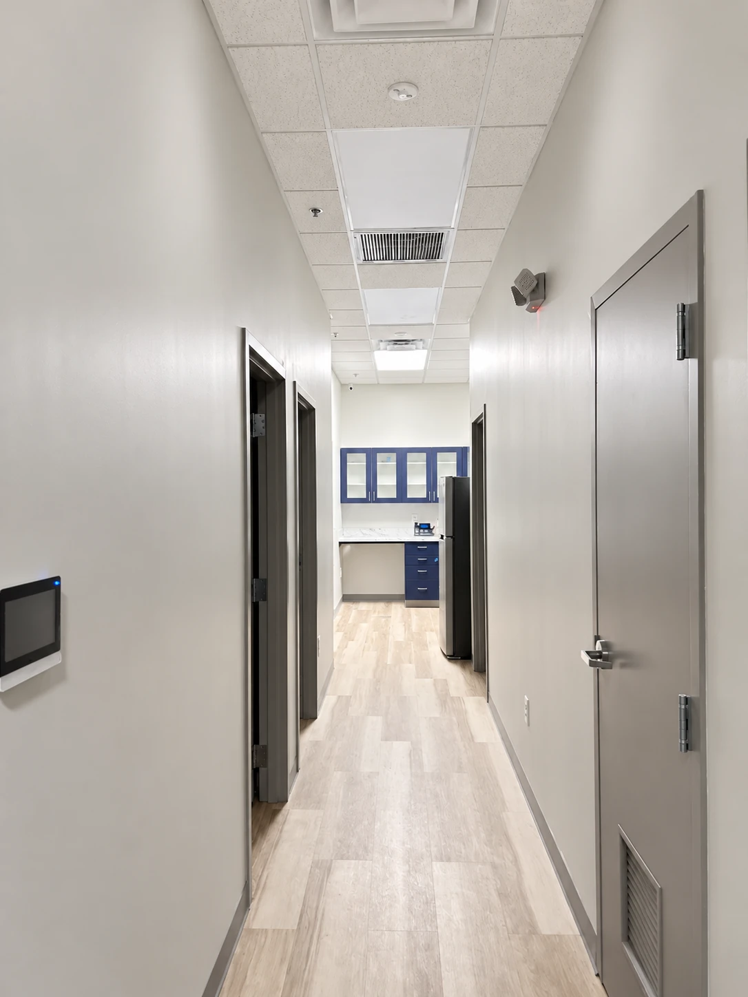 Hallway through the newly built pet clinic